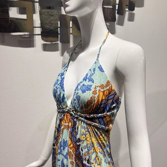 SKY Halter Top Maxi Dress, Slinky Fit Brightly Printed Summer Dress Size Small - Picture 5 of 14